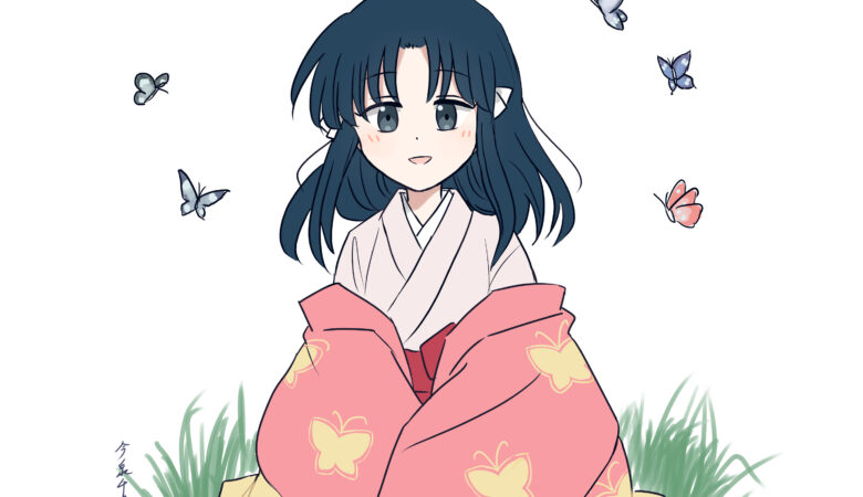 「蝶の姫龍」和風の創作少女イラスト