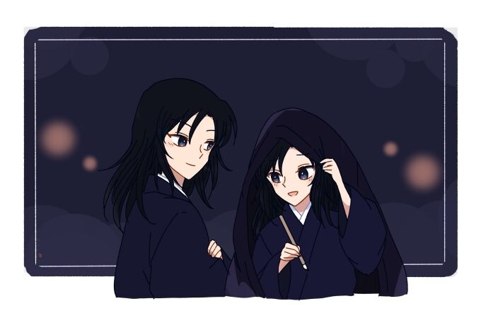 筆に羽織、君の指